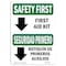 Signmission OSHA SAFETY FIRST, 7" Height, Decal, 10" x 7", Landscape, First Aid Kit Bilingual OS-SF-D-710-L-10800 - alternate 1